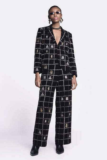 Shahin Mannan Lady Bug Embroidered Blazer With Pant 