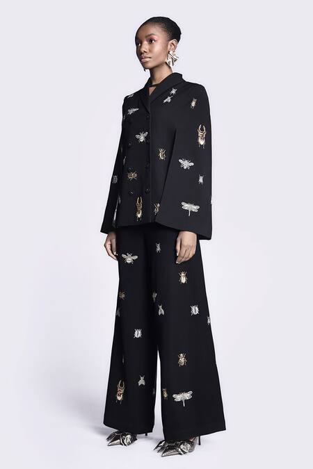 Shahin Mannan Black Lady Bug Embroidered Cape Online at Aza Fashions Shahin Mannan_Black Lady Bug Embroidered Cape _Online_at_Aza_Fashions