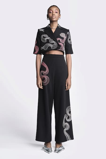 Shahin Mannan Waves Embroidered Blazer With Pant 