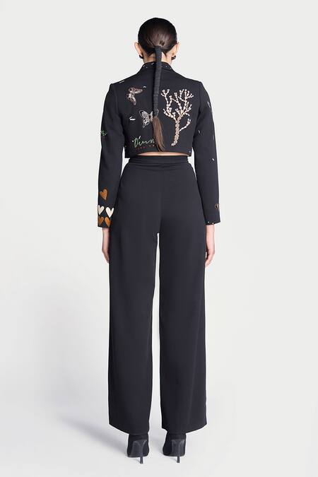 Shahin Mannan Dream Cropped Blazer With Pleated Pant 