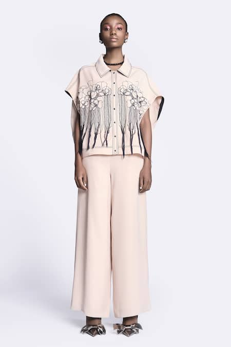 Shahin Mannan Abstract Rose Embroidered Shirt With Pant 