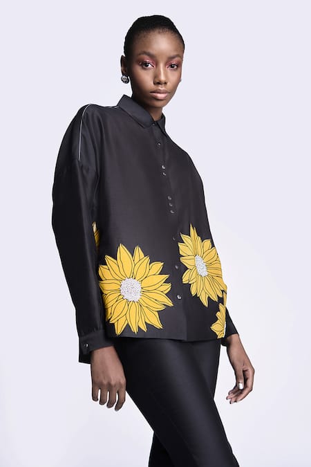 Shahin Mannan Sunflower Applique Detailed Boxy Shirt 