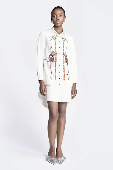 Shahin Mannan Monkey On A Tree Asymmetric Shirt Dress 