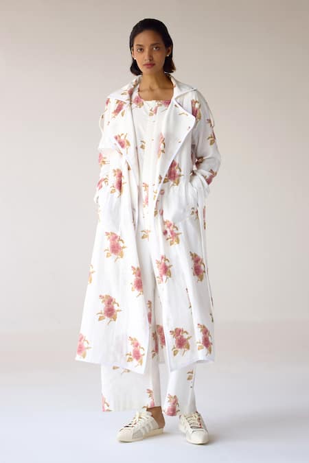 Cotton and Clay Floral Hand Block Print Jumpsuit With Jacket 