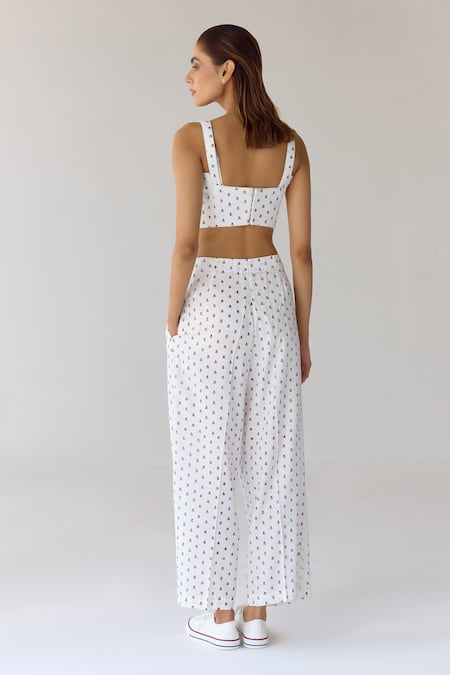 Cotton And Clay Floral Hand Block Printed Corset Top & Trouser Set 