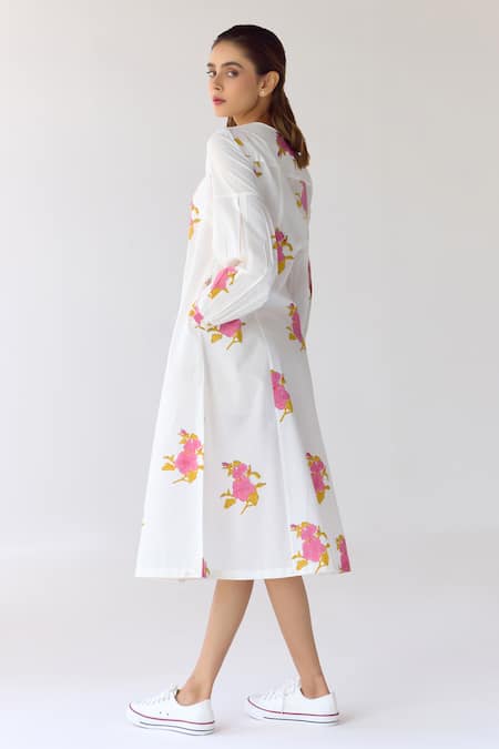Cotton And Clay Floral Hand Block Print Dress 