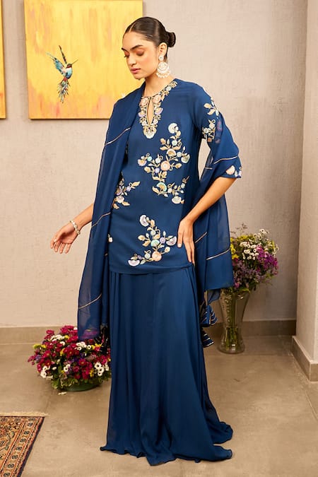 Samatvam by Anjali Bhaskar Nura Floral Embroidered Kurta Lehenga Set 