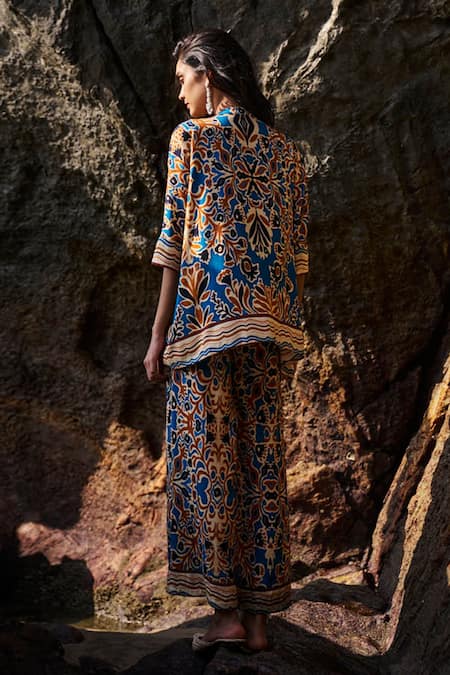 Dash And Dot Abstract Floral Print Shirt & Pant Co-ord Set 