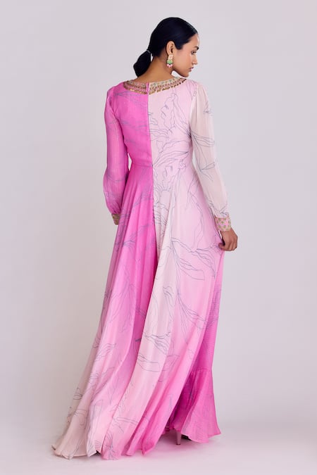 Basanti - Kapde Aur Koffee Leaf Pattern Shaded Anarkali 