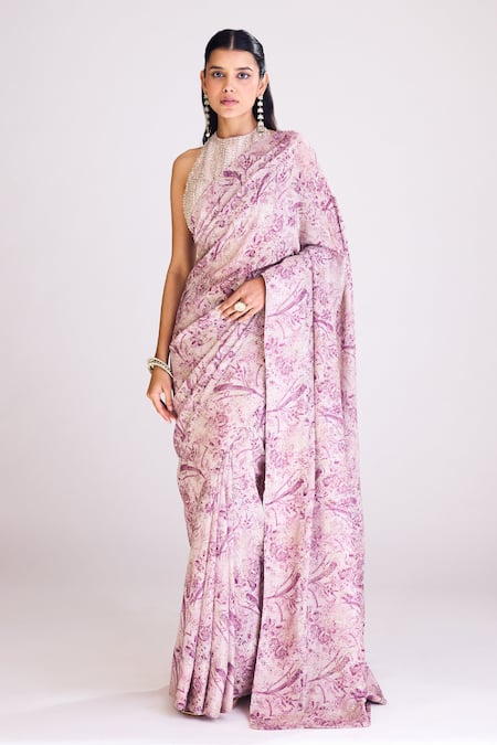 Basanti - Kapde Aur Koffee Botanical Print Saree With Blouse 