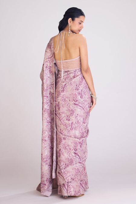 Basanti - Kapde Aur Koffee Botanical Print Saree With Blouse 