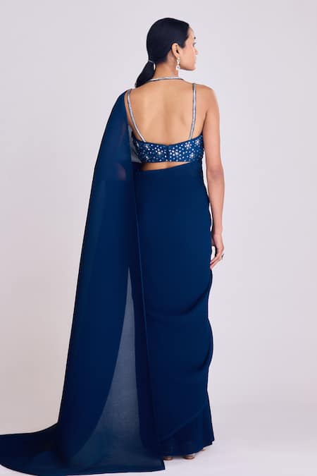 Basanti - Kapde Aur Koffee Pre-Draped Saree With Embroidered Blouse 