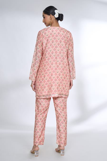 Gopi Vaid Flower Jaal Print Top & Pant Co-ord Set 