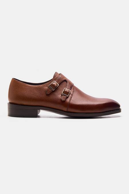 Buy_Kozasko_Brown Goodyear Welted Double Strap Monks _Online_at_Aza_Fashions