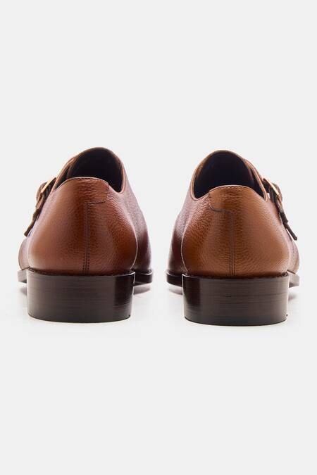Shop_Kozasko_Brown Goodyear Welted Double Strap Monks _Online_at_Aza_Fashions