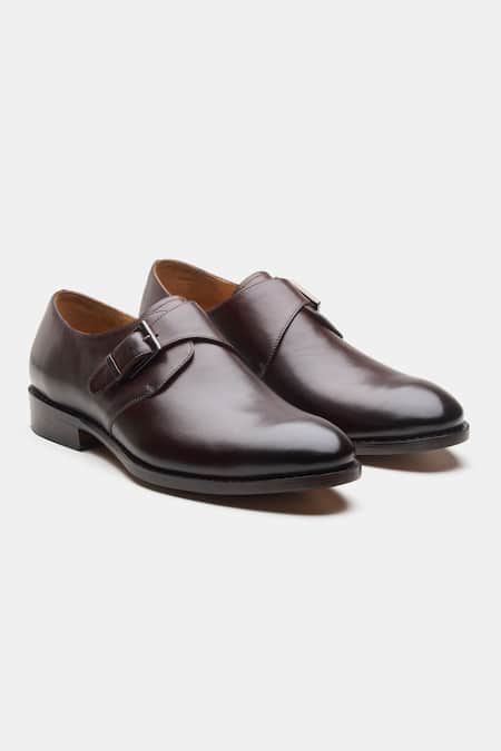 Kozasko Brown Goodyear Welted Single Strap Monk Shoes 