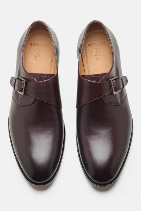 Shop Kozasko Brown Goodyear Welted Single Strap Monk Shoes at Aza Fashions Shop_Kozasko_Brown Goodyear Welted Single Strap Monk Shoes _at_Aza_Fashions