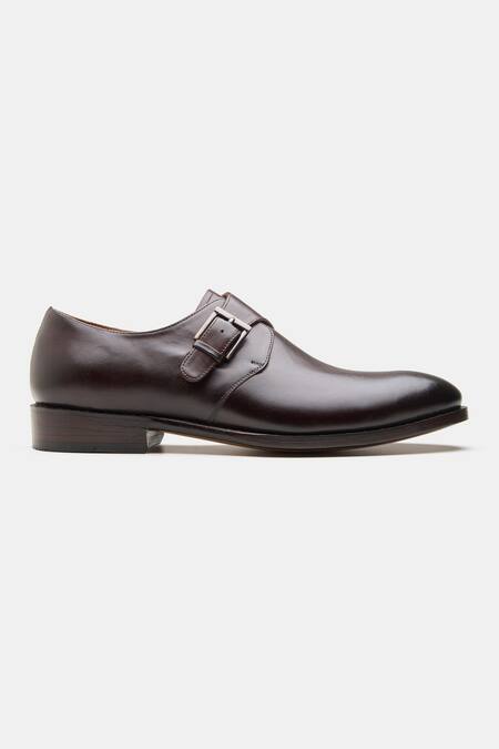 Kozasko Brown Goodyear Welted Single Strap Monk Shoes Online at Aza Fashions Kozasko_Brown Goodyear Welted Single Strap Monk Shoes _Online_at_Aza_Fashions