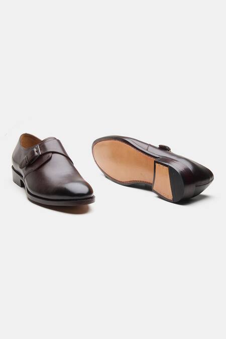 Shop Kozasko Brown Goodyear Welted Single Strap Monk Shoes Online at Aza Fashions Shop_Kozasko_Brown Goodyear Welted Single Strap Monk Shoes _Online_at_Aza_Fashions