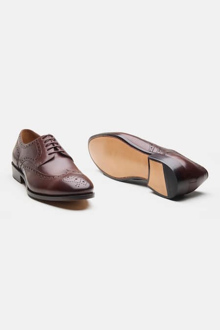 Shop Kozasko Red Goodyear Welted Wingtip Derby Shoes Online at Aza Fashions Shop_Kozasko_Red Goodyear Welted Wingtip Derby Shoes _Online_at_Aza_Fashions