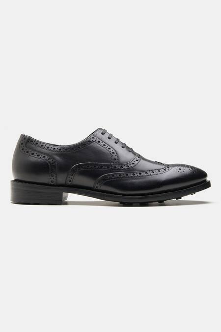Kozasko Black Classic Wingtip Oxford Shoes Online at Aza Fashions Kozasko_Black Classic Wingtip Oxford Shoes _Online_at_Aza_Fashions