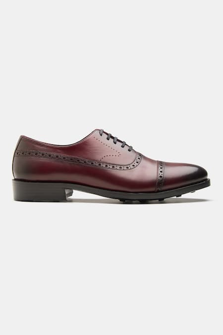 Kozasko Maroon Goodyear Welted Adelaide Oxfords Online at Aza Fashions Kozasko_Maroon Goodyear Welted Adelaide Oxfords _Online_at_Aza_Fashions