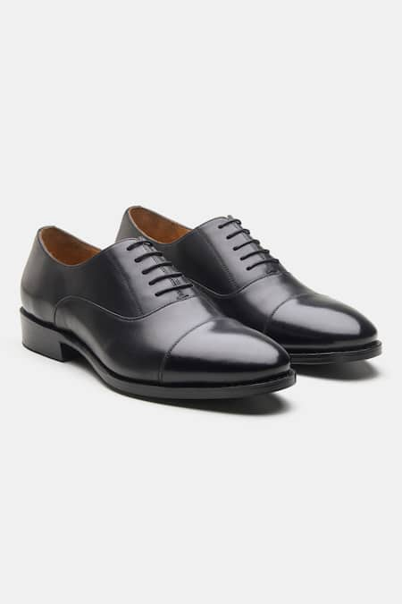 Buy Black Goodyear Welted Captoe Oxford Shoes For Men by Kozasko Online ...