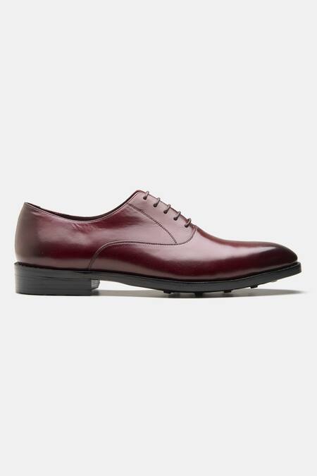 Kozasko Maroon Goodyear Welted Chisel Toe Oxford Shoes Online at Aza Fashions Kozasko_Maroon Goodyear Welted Chisel Toe Oxford Shoes _Online_at_Aza_Fashions