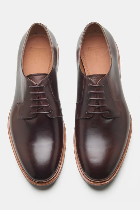 Kozasko Brown Goodyear Welted Plain Toe Shoes 