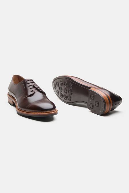Shop Kozasko Brown Goodyear Welted Plain Toe Shoes Online at Aza Fashions Shop_Kozasko_Brown Goodyear Welted Plain Toe Shoes _Online_at_Aza_Fashions