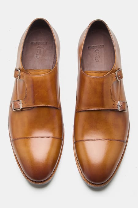 Shop Kozasko Brown Goodyear Welted Double Monk Strap Shoes at Aza Fashions Shop_Kozasko_Brown Goodyear Welted Double Monk Strap Shoes _at_Aza_Fashions