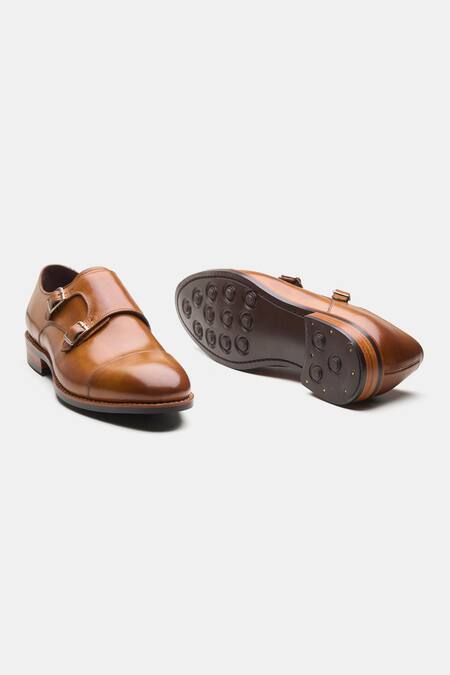 Kozasko Brown Goodyear Welted Double Monk Strap Shoes Online at Aza Fashions Kozasko_Brown Goodyear Welted Double Monk Strap Shoes _Online_at_Aza_Fashions