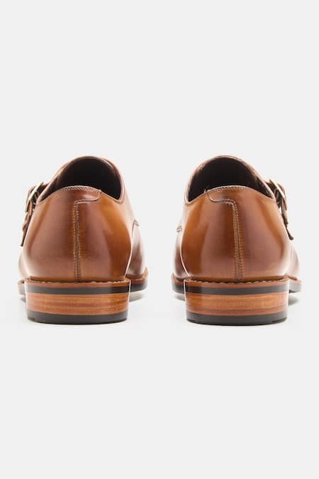 Shop Kozasko Brown Goodyear Welted Double Monk Strap Shoes Online at Aza Fashions Shop_Kozasko_Brown Goodyear Welted Double Monk Strap Shoes _Online_at_Aza_Fashions