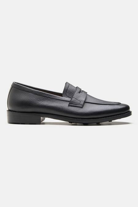 Kozasko Black Goodyear Welted Milled Penny Loafers Online at Aza Fashions Kozasko_Black Goodyear Welted Milled Penny Loafers _Online_at_Aza_Fashions