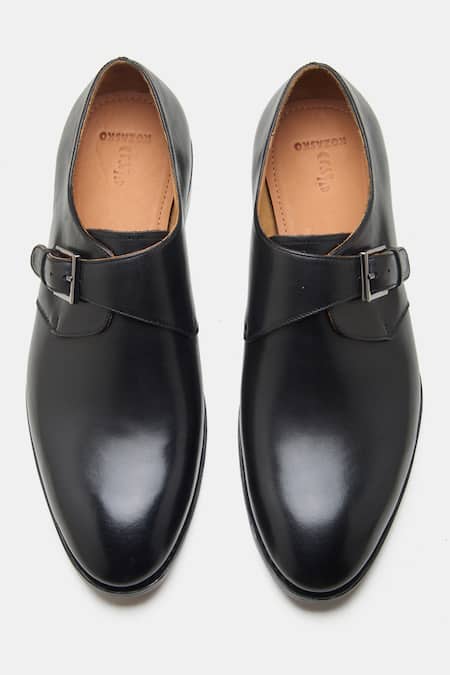 Shop Kozasko Black Goodyear Welted Single Monk Strap Shoes at Aza Fashions Shop_Kozasko_Black Goodyear Welted Single Monk Strap Shoes _at_Aza_Fashions