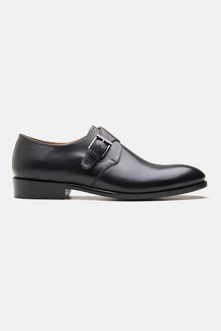 Kozasko Black Goodyear Welted Single Monk Strap Shoes Online at Aza Fashions Kozasko_Black Goodyear Welted Single Monk Strap Shoes _Online_at_Aza_Fashions