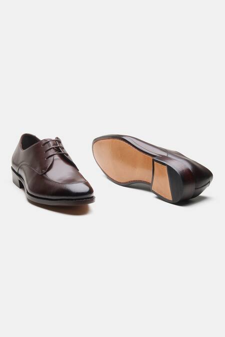 Shop Kozasko Brown Goodyear Welted Apron Toe Derbies Online at Aza Fashions Shop_Kozasko_Brown Goodyear Welted Apron Toe Derbies _Online_at_Aza_Fashions