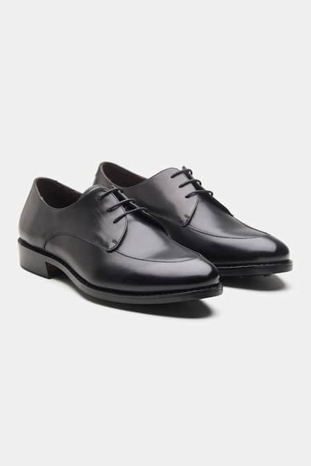 Kozasko Black Goodyear Welted Apron Toe Derby Shoes 