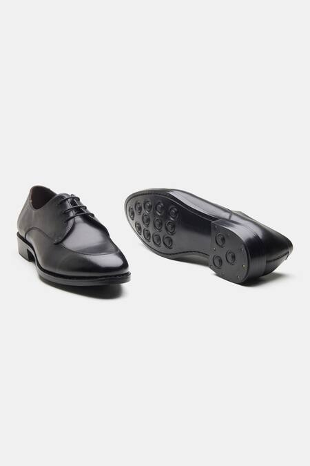 Shop Kozasko Black Goodyear Welted Apron Toe Derby Shoes Online at Aza Fashions Shop_Kozasko_Black Goodyear Welted Apron Toe Derby Shoes _Online_at_Aza_Fashions