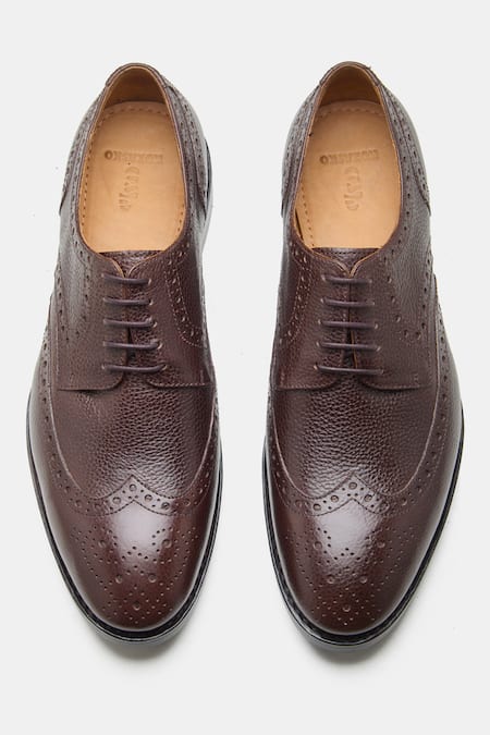 Shop Kozasko Brown Goodyear Welted Milled Wingtip Derby Shoes at Aza Fashions Shop_Kozasko_Brown Goodyear Welted Milled Wingtip Derby Shoes _at_Aza_Fashions