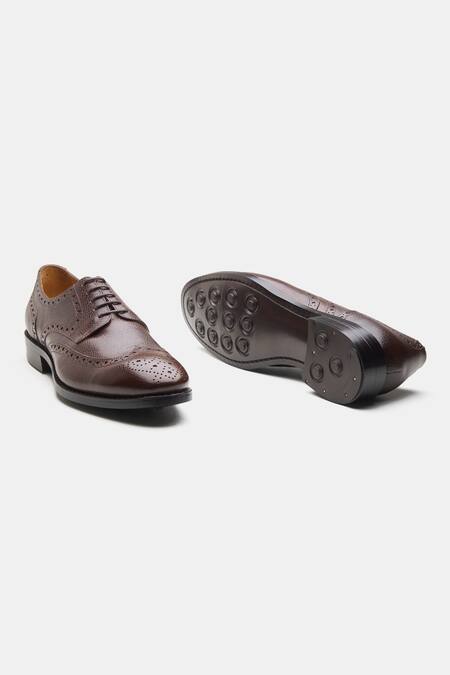 Shop Kozasko Brown Goodyear Welted Milled Wingtip Derby Shoes Online at Aza Fashions Shop_Kozasko_Brown Goodyear Welted Milled Wingtip Derby Shoes _Online_at_Aza_Fashions