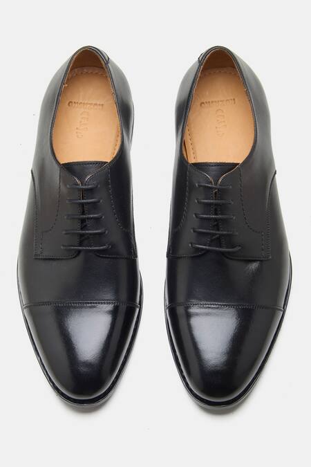 Shop Kozasko Black Goodyear Welted Captoe Derby Shoes at Aza Fashions Shop_Kozasko_Black Goodyear Welted Captoe Derby Shoes _at_Aza_Fashions