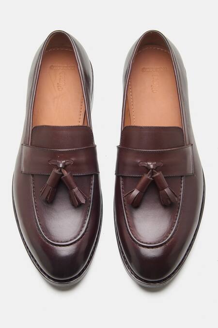 Shop_Kozasko_Brown Goodyear Welted Tassel Loafers _at_Aza_Fashions