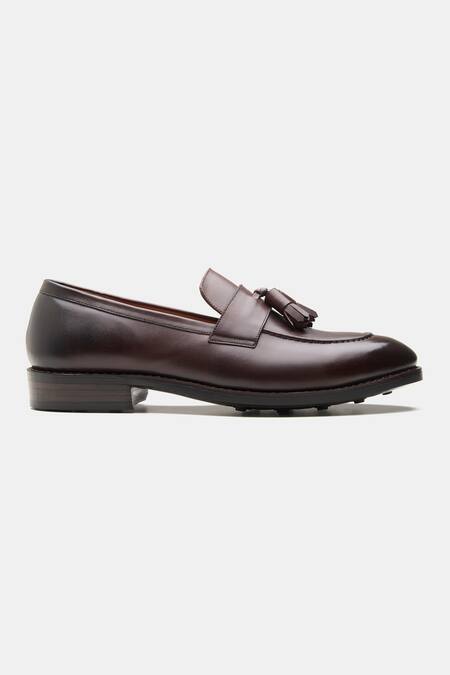 Kozasko_Brown Goodyear Welted Tassel Loafers _Online_at_Aza_Fashions