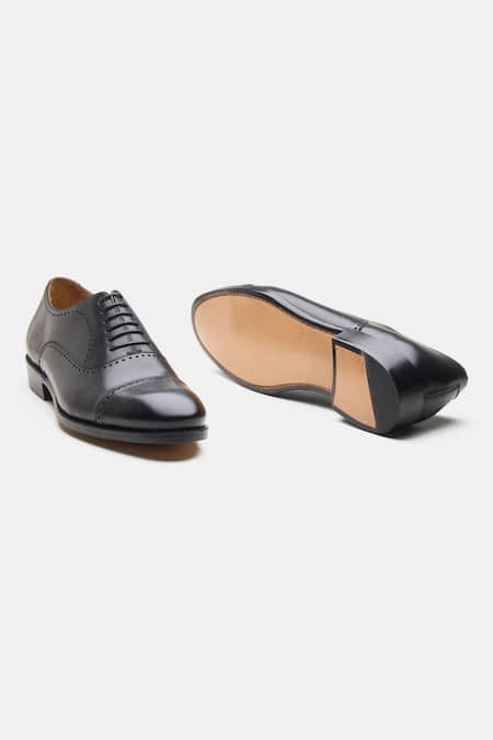 Buy Black Goodyear Welted Captoe Oxfords For Men by Kozasko Online at ...