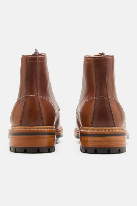 Buy_Kozasko_Brown Goodyear Welted Mock Toe Boots _Online_at_Aza_Fashions