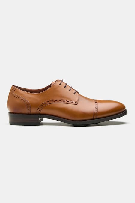 Kozasko Brown Goodyear Welted Semi Brogue Derby Shoes Online at Aza Fashions Kozasko_Brown Goodyear Welted Semi Brogue Derby Shoes _Online_at_Aza_Fashions