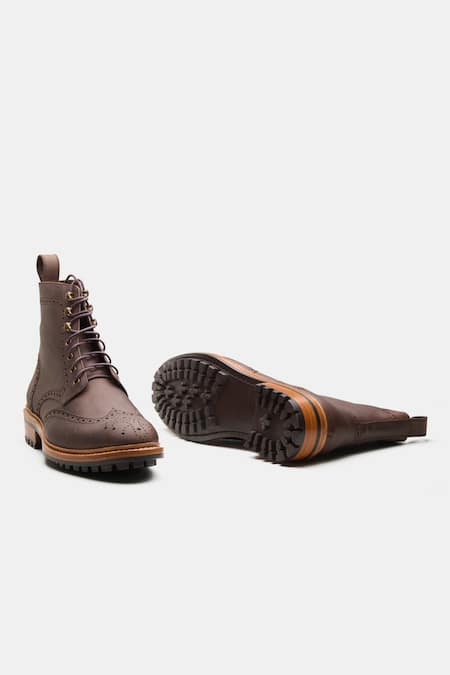 Kozasko Goodyear Welted Oil Pull Leather Wingtip Brogue Boots 