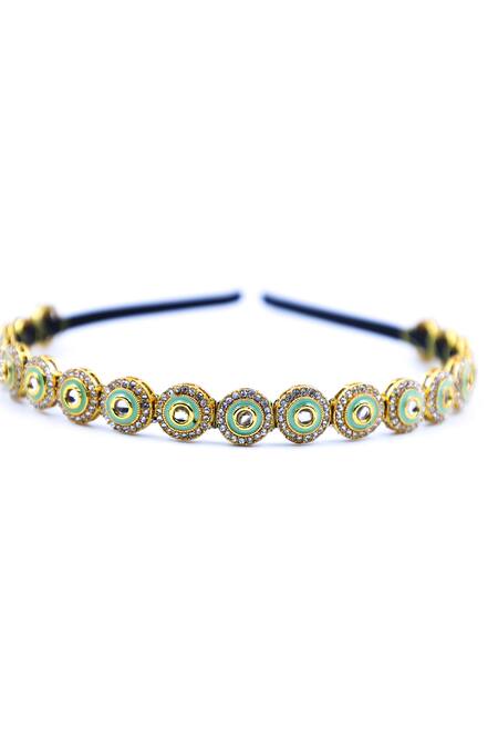 Foot Fuel Gold Crystals Studded Hairband Online at Aza Fashions Foot Fuel_Gold Crystals Studded Hairband _Online_at_Aza_Fashions