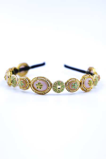 Foot Fuel Gold Beads, Crystals Floral Embellished Hairband